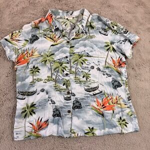 Hawaiian Reserve Collection Men's XL Hawaiian‎ Print Rayon Shirt Palm Tree Beach